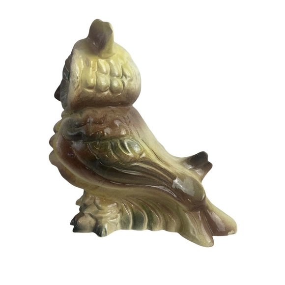 Vintage Large Ceramic Hand Painted Kitschy  Owl Statue Figurine Marble Eyes 8.75 - Picture 4 of 12